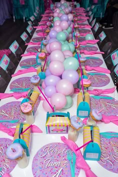 a table set up for a birthday party