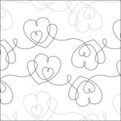 hearts are drawn in the shape of letters and numbers on a white background with black lines