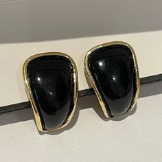 These gorgeous Trifari earrings look beautiful on. Gold plated with gorgeous black enamel-vintage from the 1960s. Earring length: 1.8cm. Earring width: 1.2cm. www.vintageamara.co.uk Classic Enamel Earrings For Formal Occasions, Black Metal Earrings For Evening, Classic Black Earrings, Black Enamel Earrings For Formal Occasions, Retro Black Jewelry For Formal Occasions, Classic Black Earrings For Party, Retro Black Jewelry For Evening, Classic Black Enamel Earrings For Evening, Vintage Style Enamel Earrings For Evening Wear