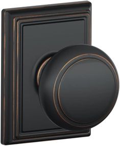 an image of a black and gold knob on a white background with the door handle open