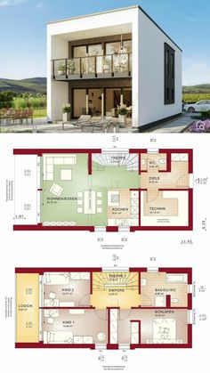 two floor plans for a small house in the countryside