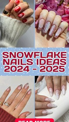 Festive Nails Christmas, Blue Gel, Short Almond, Winter Inspired, Snowflake Nails, Fall Nail Art