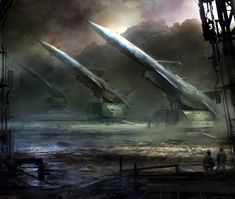 Anti Aircraft Missile, Planetary Defense, Environmental Artwork, Fallout Concept Art, Anti Aircraft, Starship Design, Ark Survival Evolved, Futuristic Art