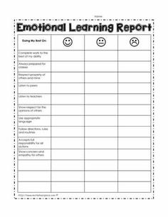 an emotion learning report with smiley faces