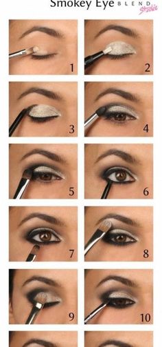 17 Smokey Eye Tutorials for Night-out - Pretty Designs Smokey Eyes Tutorial, Easy Eye Makeup Tutorial, Eyeliner Tips, Silver Eyeshadow, Makeup Sephora, Smokey Eye Tutorial, Smokey Eye Makeup Tutorial, Eye Makeup Pictures, Eye Makeup Steps