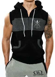 Sleeveless Gym Hoodie in Black | Gym generation – Gym Generation Mens Sleeve, Hoodie Zip