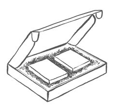 an open box with two pieces of cake in it, on a white background illustration