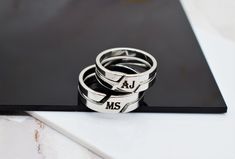 Custom couples matching rings can be personalized your text and 2 colors are available (black, silver). The ring has no gender. Suitable for both men and women. A lovely gift for any occasion - birthday, anniversary boyfriend girlfriend, Valentine's Day, Father's Day. The ring is not adjustable. You can wear it on any finger, including the thumb. The ring material is good quality - steel. Does NOT change color or rust. Please note that the text should be short sign asl or 2 letters. Attention! A Personalized Couple Rings For Valentine's Promise, Heart-shaped Promise Couple Rings For Valentine's Day, Heart-shaped Couple Rings For Anniversary On Valentine's Day, Couples' Promise Ring Jewelry For Valentine's Day, Adjustable Heart-shaped Couple Rings For Valentine's Day, Anniversary Boyfriend, Long Distance Boyfriend, Personalized Matches, Promise Rings For Couples