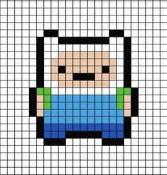 A pixel art template of Finn the human from Adventure Time. Minecraft Patterns Templates, Adventure Time Kandi Pattern, Perler Pixel Art, Cute Pixel Art Grid Easy, Adventure Time Grid Pattern, Adventure Time Pixel Art Grid, Easy Pixel Art Anime