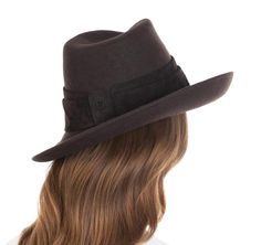 Make a statement while strolling down the avenue! Hand-blocked water-repellent wool felt fedora, banded with sumptuous pig suede features a rakishly angled brim. The Crown is fully lined. Elasticized inner band fits most. Packable. Made of imported materials. Sustainable wool is shorn and milled from multi-use sheep living on small farms under the most humane conditions. Highest Quality Materials Hand blocked Sustainable wool Brim Span: 4" Art Costume, Band Fits, Felt Fedora, Women's Headwear, Costume Institute, Small Farm, Fedora Hat, Hat Designs, Leather Accessories