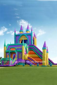 an inflatable castle with slide and blow up