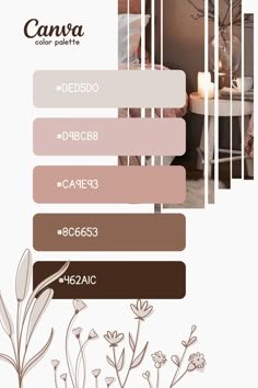 the color scheme for an interior design project is shown in brown, pink and white