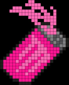 a cross stitch pattern with pink lipstick on the bottom and black dots in the middle