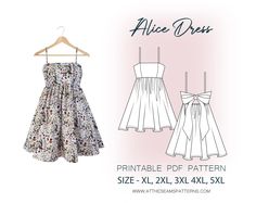 the alice dress sewing pattern is available in sizes xxxl, 3xl and 4xl