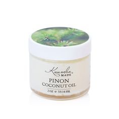 Pinon infused coconut oil 2 oz jar from Kuumba Made Scented Lotion, Earthy Scent, Bath Oils, Skin Food, Organic Skin, Daily Moisturizer, Flowers Leaves, Facial Oil, Massage Oil