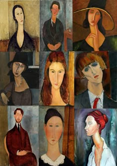 several portraits of people in different styles and colors