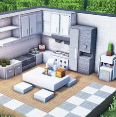 Minecraft House Interior, Minecraft Kitchens, Minecraft Houses Interior, Modern Minecraft Houses, Case Minecraft, Minecraft Decoration, Minecraft Mansion, Minecraft Kitchen Ideas