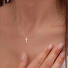 New In Box Dainty 14k Gold Over Sterling Silver Cross Necklace Cz Stones 16”+2” Extender Rose Gold Cross Necklace, Simple Cross Necklace Gold, Cross Necklace Simple, Stone Cross, Silver Cross Necklace, Sterling Silver Cross Necklace, Gold Cross Necklace, Sterling Silver Cross, Gold Cross