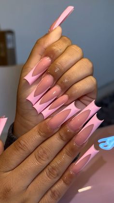 Long Acrylic Nail Designs, French Acrylic Nails, Long Acrylic Nails Coffin