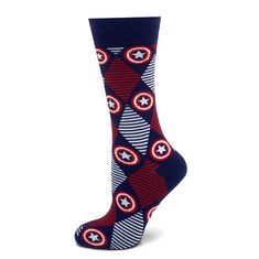 Captain America Navy Argyle Stripe Socks Argyle Dress, Marvel Merch, Marvel Gift, Disney Socks, Navy Bedding, Moisture Wicking Socks, Marvel Gifts, Secret Wedding, Phil Coulson