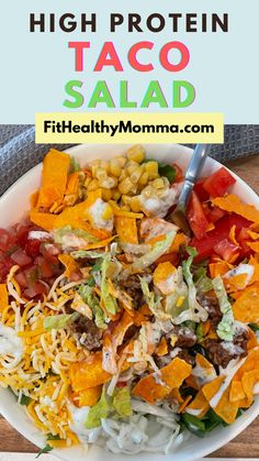 taco salad high protein Low In Carbs High In Protein, Healthy Protein Bowls Lunch, Meals For Protein, Macro Taco Salad, Taco Salad High Protein, Taco Salad Bowls Meal Prep, High Protein Dinner Bowls, High Protein Lunch Salads, High Protein Meal Bowls