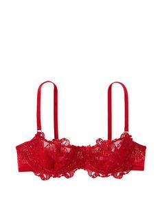 Buy Wicked Unlined Lace Balconette Bra - Order Bras online 5000005210 - Victoria's Secret US Embroidery Red, Red Lace Bra, Red Bra, Floral Lace Tops, Floral Robes, Beautiful Costumes