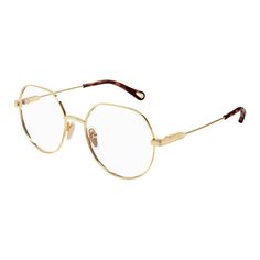 Chloe Ch 0137o 005 Gold Metal Geometric Eyeglasses 53mm Chloe Glasses, Round Eyewear, Chloe Brown, Chloe Sunglasses, Shades Sunglasses, Wayfarer Sunglasses, Round Eyeglasses, Rectangle Sunglasses, Gold Logo