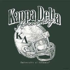 a black and white drawing of a football helmet with the words kapa delta on it