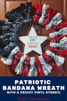 patriotic bandana wreath with a white star on it