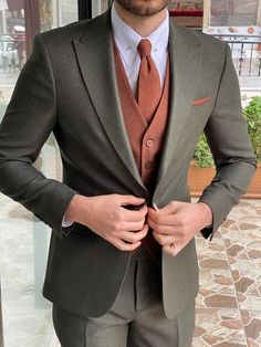 Khaki Suit, Khaki Vest, Olive Wedding, Groom Wedding Attire, Pants Gift, Wedding Suits Groom, Green Suit, Shirt Tie, Groomsmen Attire