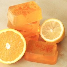 orange zest lemon soap on a table