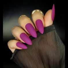 beautiful nails Purple Nail Set, Fall Matte Nails, Matte Almond Nails, Magenta Nails, November Nail Designs, Nail Desi, Plum Nails, March Nails, With Nails