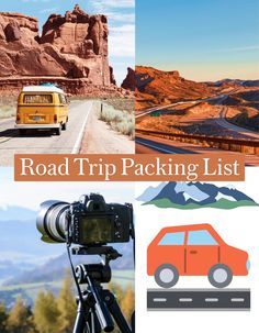 the road trip packing list is filled with things to do and see in this area