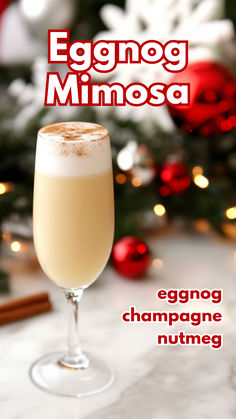 Eggnog Mimosa Recipe Champagne Baking Recipes, Breakfast Mimosa Recipe, Eggnog Margarita, Holiday Mimosa Recipe, Drinks With Champagne, Christmas Champagne Cocktails, Mimosa Recipe Easy, Holiday Mimosa, Christmas Mimosas