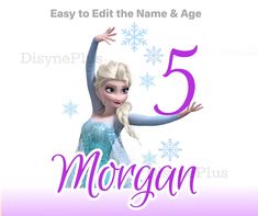 a frozen princess birthday card with the number five and an image of her arms outstretched