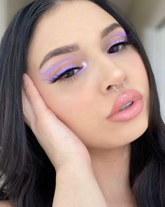 Colorful Eyeliner, Purple Eyeliner, Funky Makeup, Rhinestone Makeup