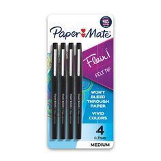 paper mate felt tip pens with black ink, set of 4 - medium sized and medium sized