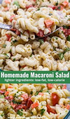 this homemade macaroni salad is loaded with tomatoes, carrots and parsley