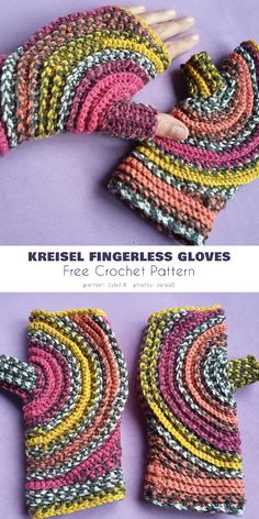 crochet fingerless gloves made out of yarn