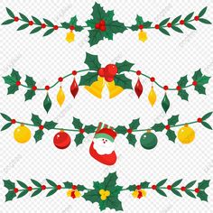 christmas decorations with holly leaves and bells on transparent background png - christmas decoration clipart