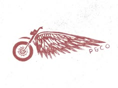 a drawing of a motorcycle with wings on it