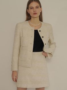 Composition : Shell: RECYCLED COTTON 33% POLYESTER 29% ACRYLIC 15% POLYAMIDE 14%Country of Origin : Republic of Korea Tweed Skirt, Tweed Jacket, Recycled Cotton, Jackets & Coats, Composition, Blazer, Skirt, Clothes For Women, The Originals