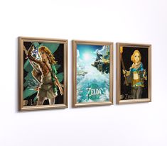 three video game posters hanging on the wall