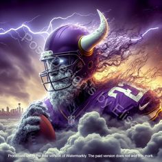 an image of a football player in the clouds