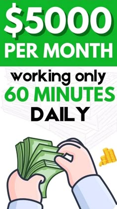 a man holding money in his hand with the words $ 500 per month working only 60 minutes daily