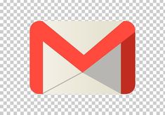 an email icon with the letter m in red and white, on a transparent background