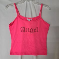 Nwt Streetwear Society Small Pink Spaghetti Strap "Angel" Tank. 92% Polyester, 8% Spandex Y2k Pink Tank Top For Summer, Y2k Style Pink Summer Tank Top, Pink Fitted Y2k Camisole, Pink Y2k Style Sleeveless Camisole, Y2k Pink Spaghetti Strap Tops, Pink Y2k Top With Spaghetti Straps, Pink Cotton Tank Top With Adjustable Straps, Pink Spaghetti Strap Top In Y2k Style, Y2k Pink Camisole Top