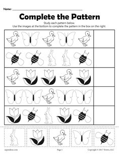 complete the pattern worksheet for children