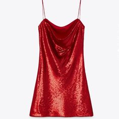 Size Xl. Nwt. Red Sequins. Fluid Neckline & Spaghetti Straps. Tonal Sequin Appliqu. Interior Lining. All Sequins In Tact. Perfect For Valentines Day! Approx Measurements: Pit To Pit: 18”. Waist: 17”. Length: 38”. Smoke Free Home. Reasonable Offers Welcome! Red Sequin Mini Dress, Zara Red Dress, Red Sequin Dress, Sheer Mini Dress, White Strapless Dress, Black Lace Shorts, Fairy Godmother, Red Sequin, Short Sleeve Mini Dress