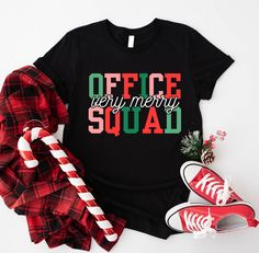 Very Merry Office Squad Shirt, Christmas Office Staff T-Shirt, Office Team Shirts, Office Crew Sweatshirt,  Xmas Christmas Matching Shirts How Do I Order 1) Before you place the order, please review all the information. 2) From the drop down menu, chose your shirt type and size. 3) From the drop down menu, chose the color of the shirt. 4) If you need more items, add the item you like in the cart first then click the back button and follow the steps 1-4 again. Washing Wash the inside of the t-shirts in cold water, do not bleach, do not dry clean, do not iron directly on the design 🙏Thank You For Supporting Our Small Business🙏  Note: Product and design color may slightly vary due to photographic lighting sources or your monitor settings. Christmas Matching Shirts, Business Notes, Office Team, Christmas Matching, Office Staff, Squad Shirt, Team Shirts, Crew Sweatshirts, Matching Shirts